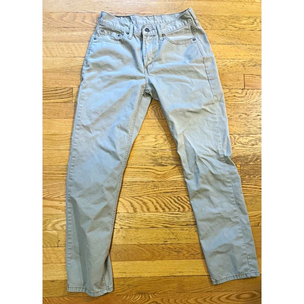 Levi's Men's Straight Slim Fit Beige Light Wash Denim Jeans Mid Rise 5-Pocket